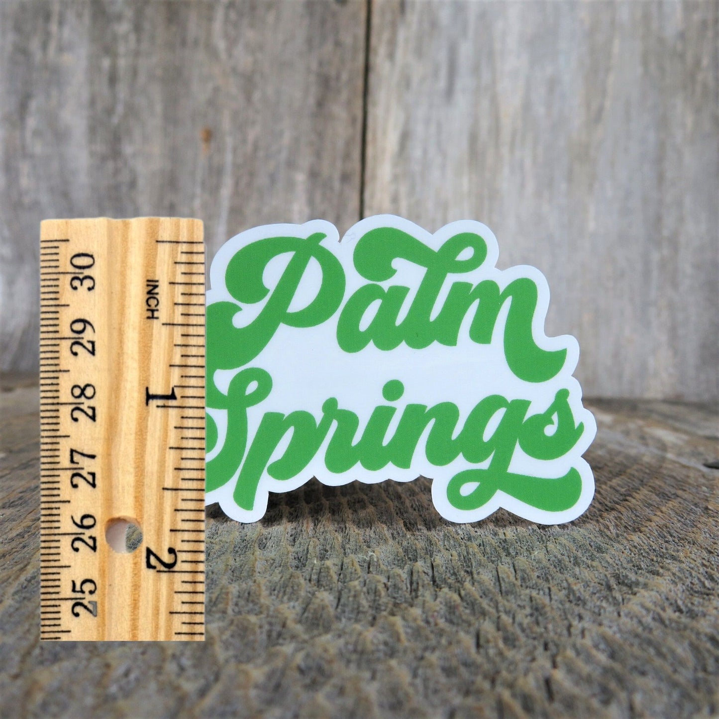 Palm Springs California Sticker Waterproof Green Retro Bubble Letters Destination Souvenir Travel Sticker