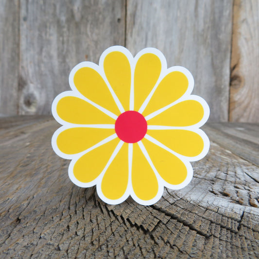 Retro Style Daisy Flower Sticker Yellow Waterproof Full Color Groovy 70's Flower Power