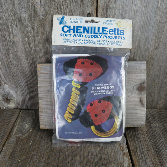 Vintage Ladybugs Craft Kit Chenille-etts Projects Blue Jay Brand Napkin Rings Place Card Pipe Cleaner Chenille Art Kids Activities