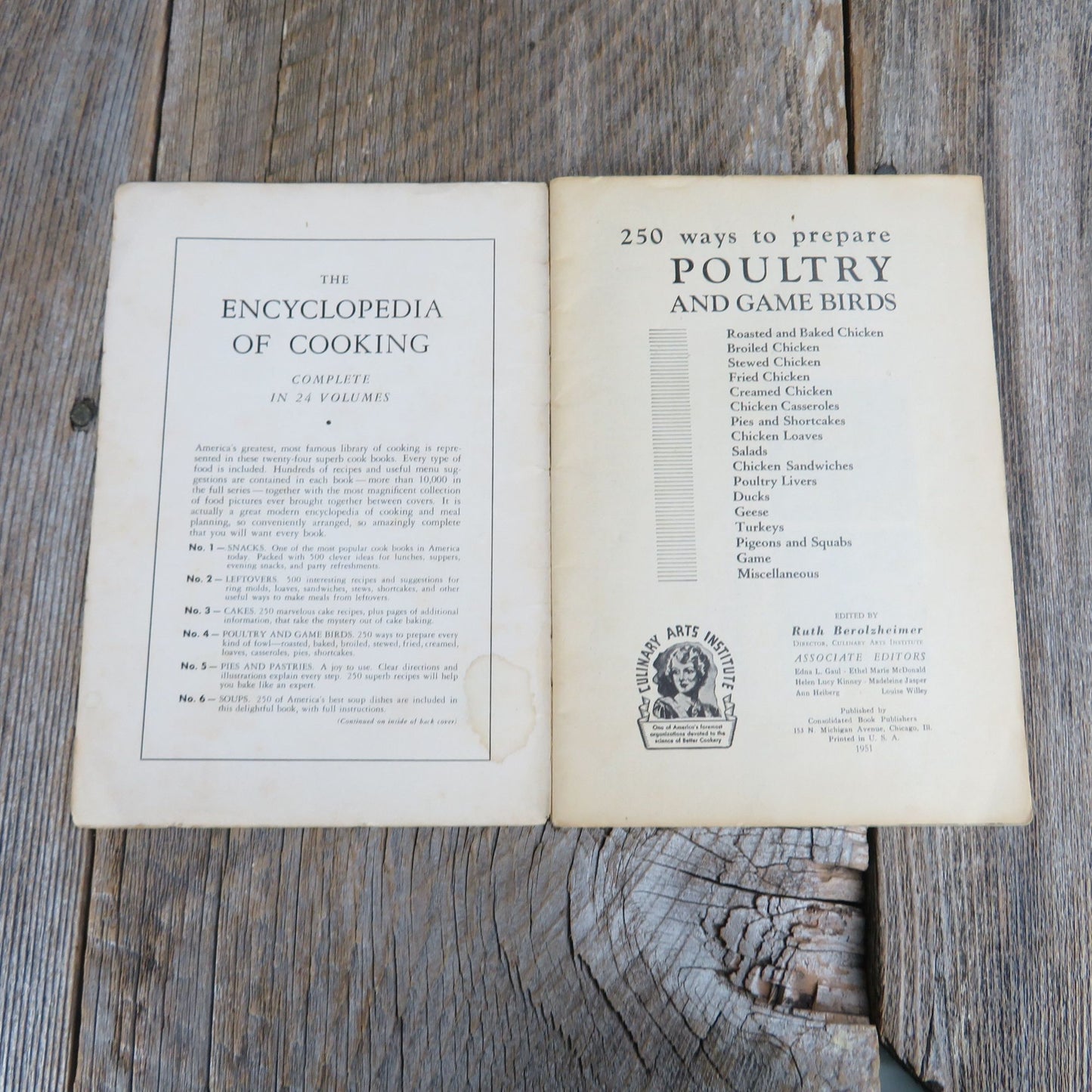 250 Ways to Prepare Poultry and Game Birds Cookbook Culinary Arts Institute 1951 Sandwiches Fried Casseroles