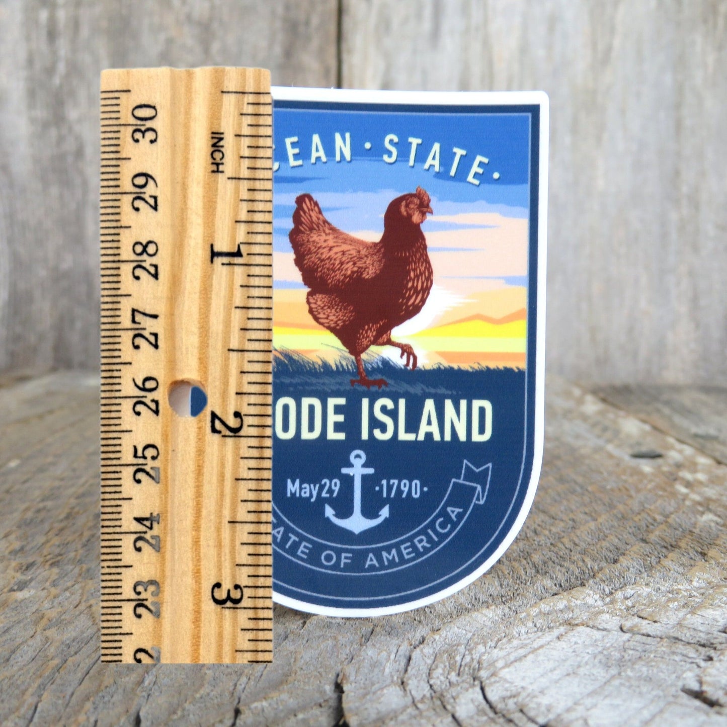 Rhode Island Sticker Ocean State Red Chicken Souvenir Blue Waterproof State Pride Travel Water Bottle Laptop