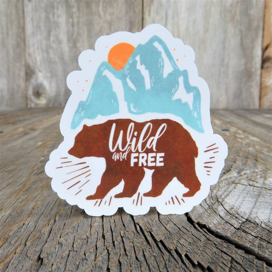 Wild and Free Sticker Mountains Bear Full Color Waterproof Outdoors Camping Adventure Water Bottle Sticker