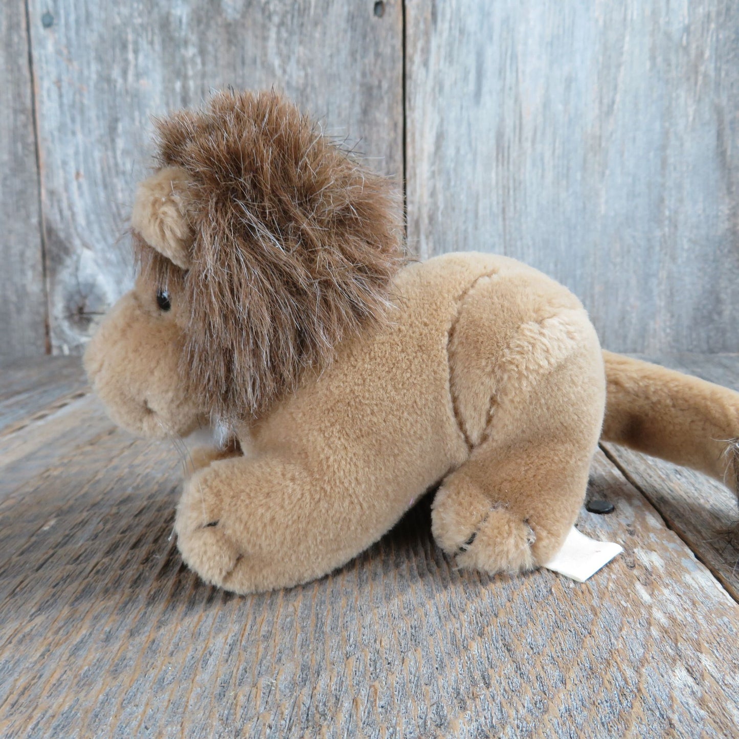 Lion Plush Brown Small Stuffed Animal Dakin Plastic Nose Vintage