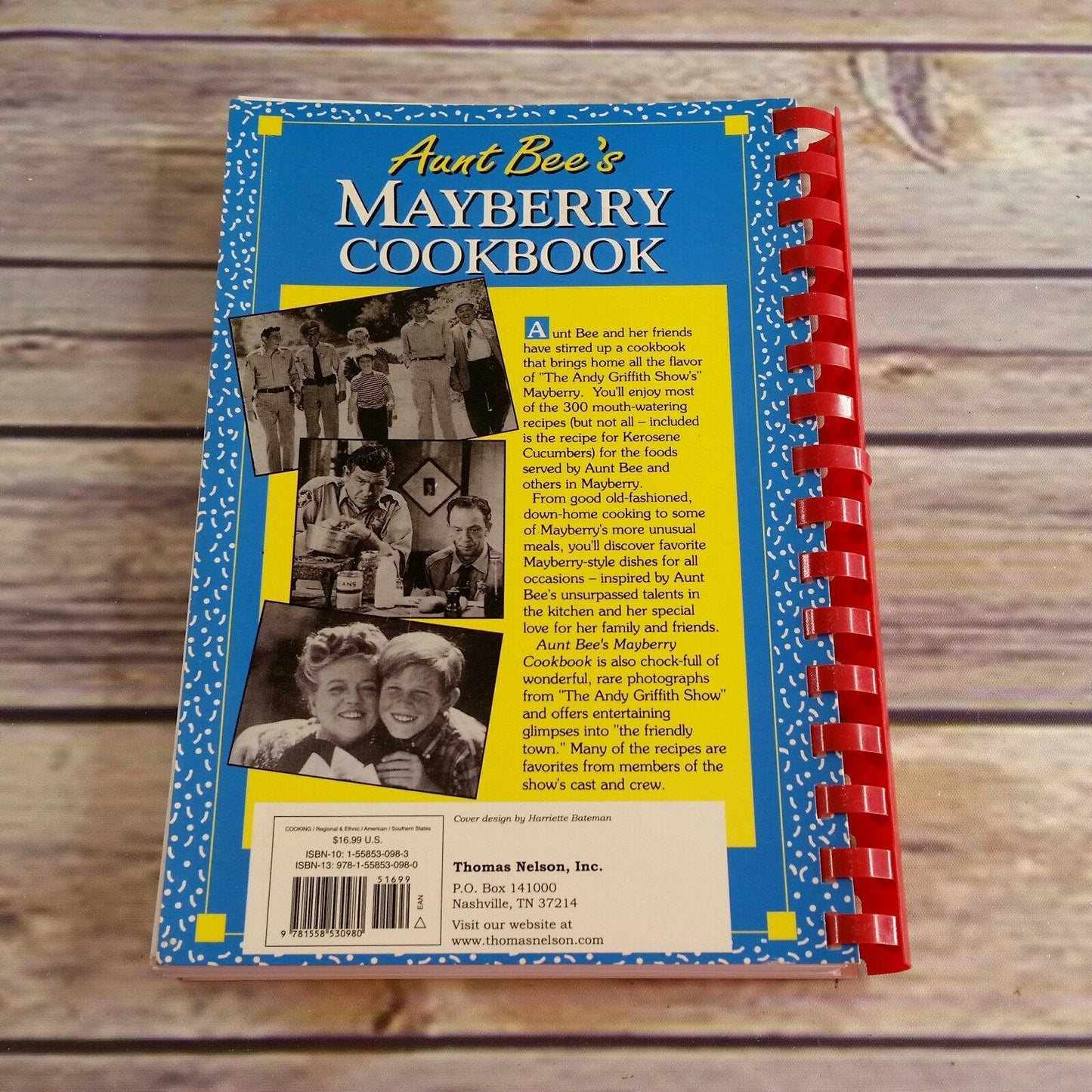 Vintage Cookbook Aunt Bee's Mayberry Cookbook Andy Griffith Show Recipes 1991 Spiral Bound Blue