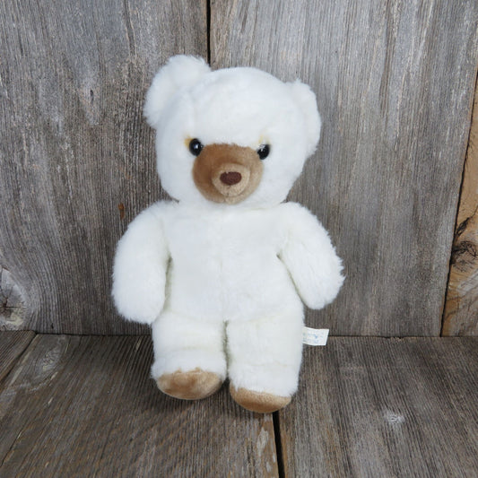 Vintage Standing White Bear Plush Brown Nose Paw Pads Polar Bear IT Import Toys Korea 1980