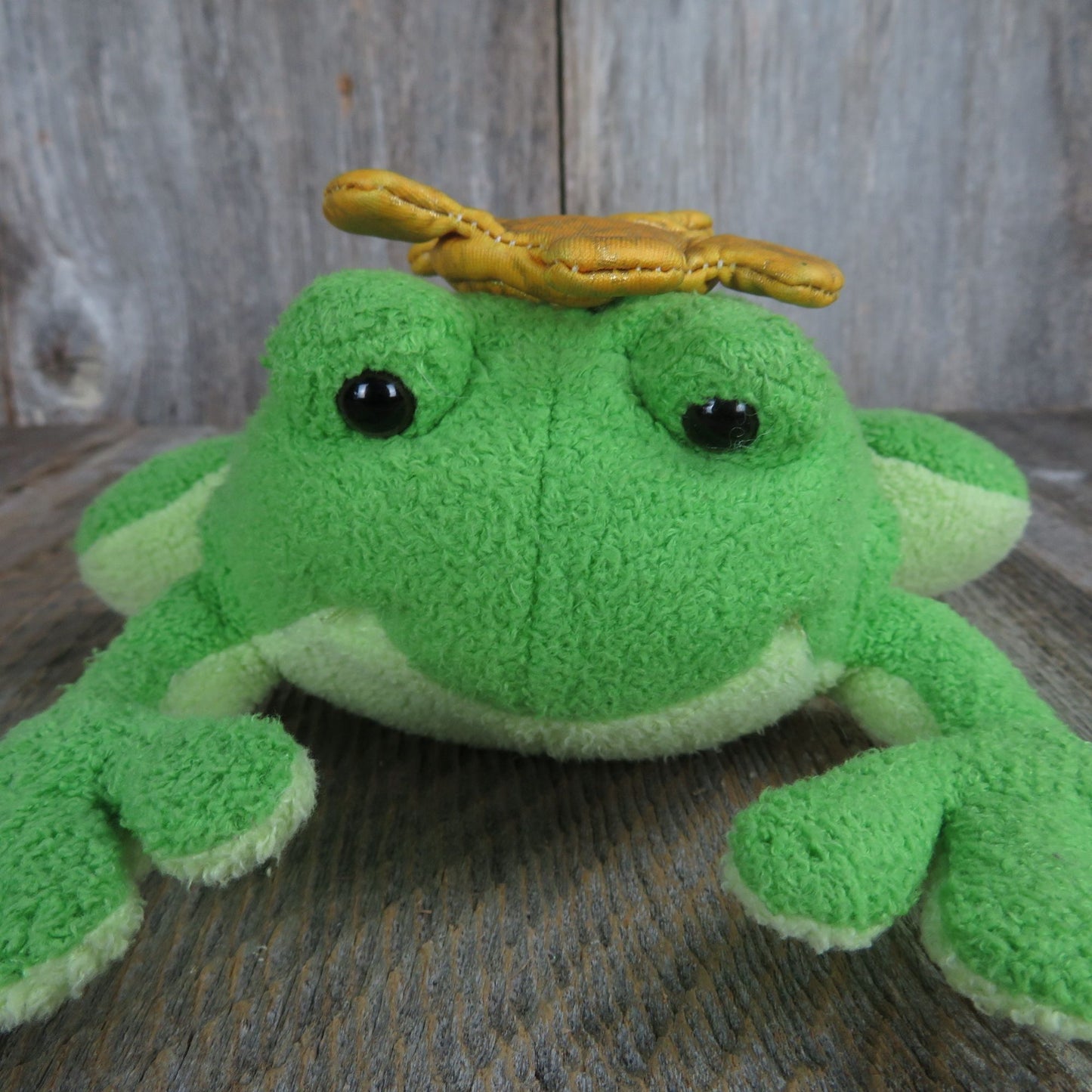 Frog Prince Plush Crown Green Stuffed Animal Laying Two Tone
