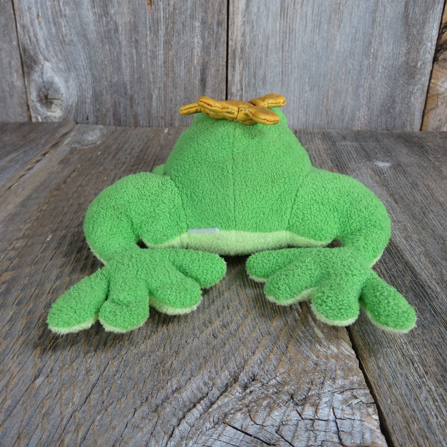 Frog Prince Plush Crown Green Stuffed Animal Laying Two Tone