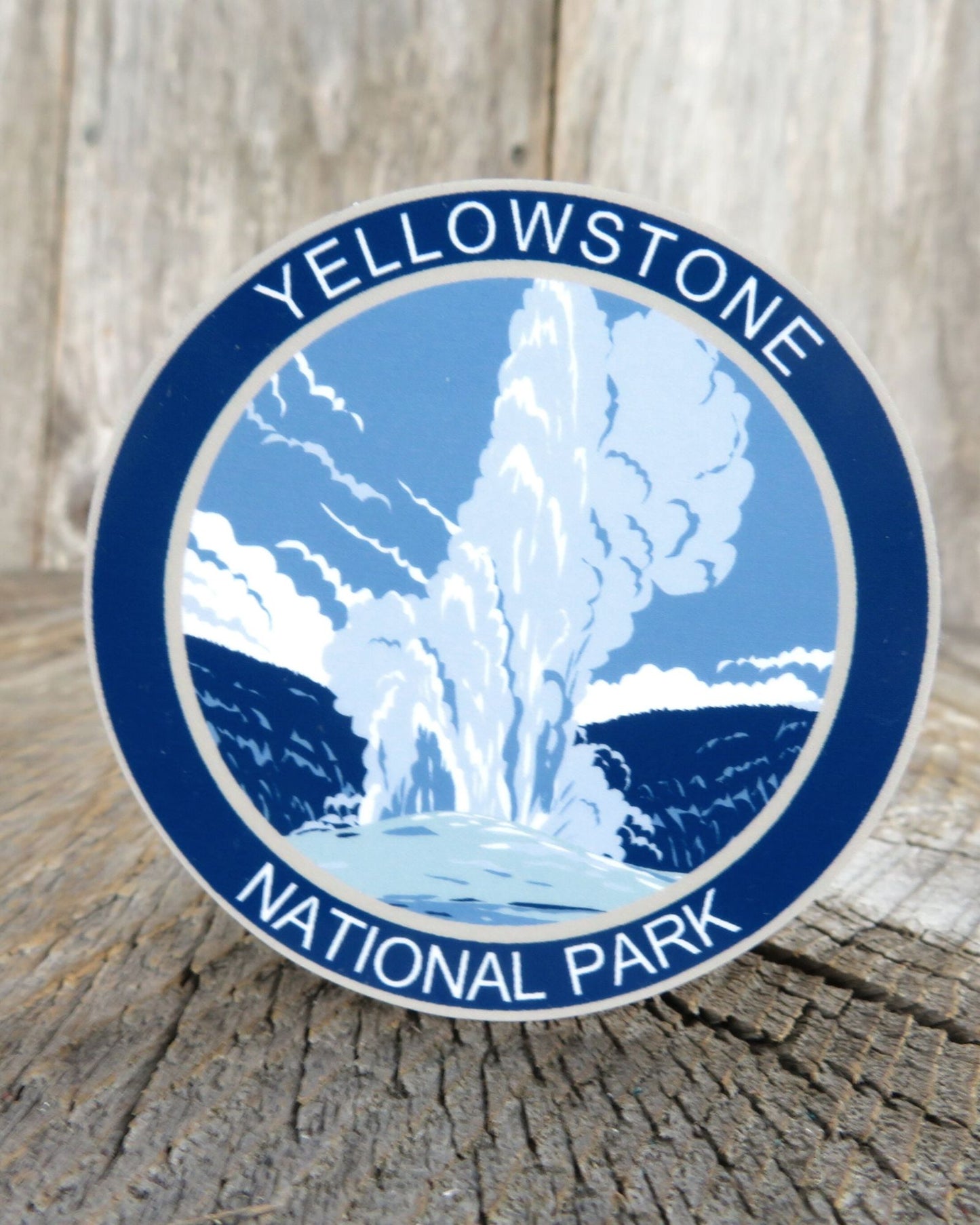 Yellowstone Old Faithful Sticker Wyoming National Park Souvenir Waterproof Travel Water Bottle Laptop