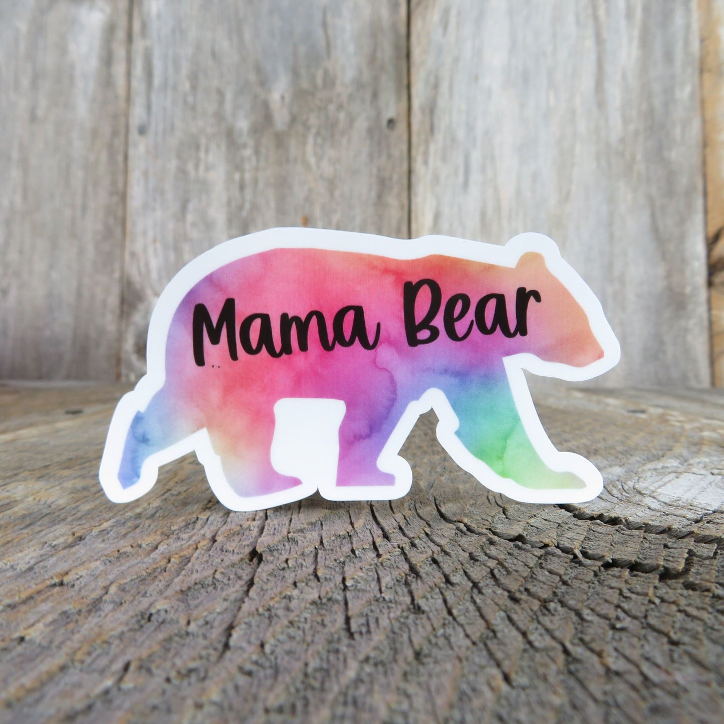 Mama Bear Sticker Rainbow Bear Shaped Strong Mom Waterproof