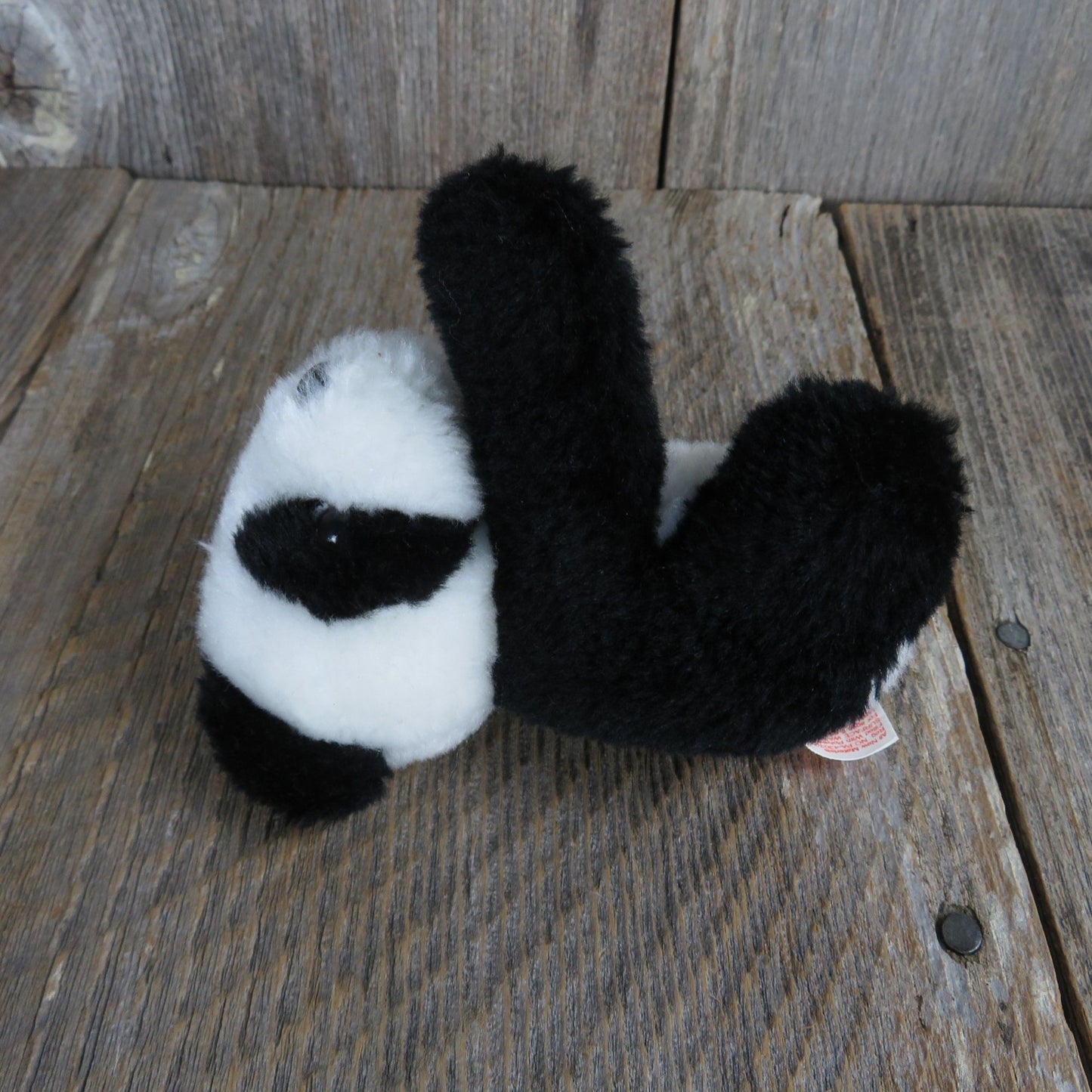 Vintage Panda Bear Plush Mini PBC International Stuffed Animal Black and White