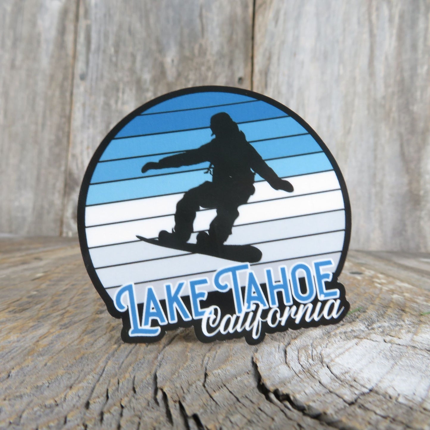Lake Tahoe Sticker California Blue Winter Snowboarding Blue Retro Sunset Souvenir Travel Sticker