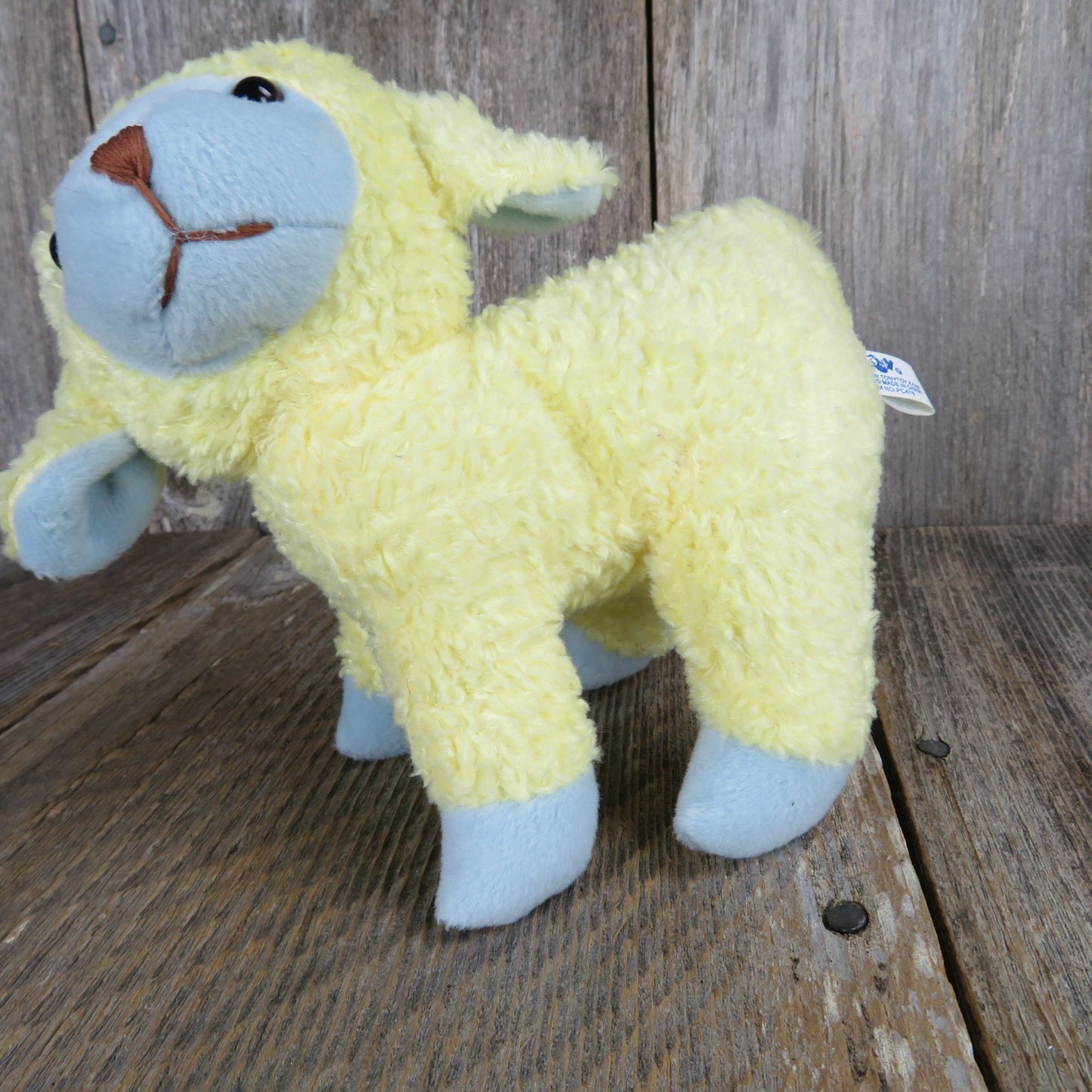 Yellow Sheep Plush Blue Eared Lamb Tony Toys  Easter Stuffed Animal
