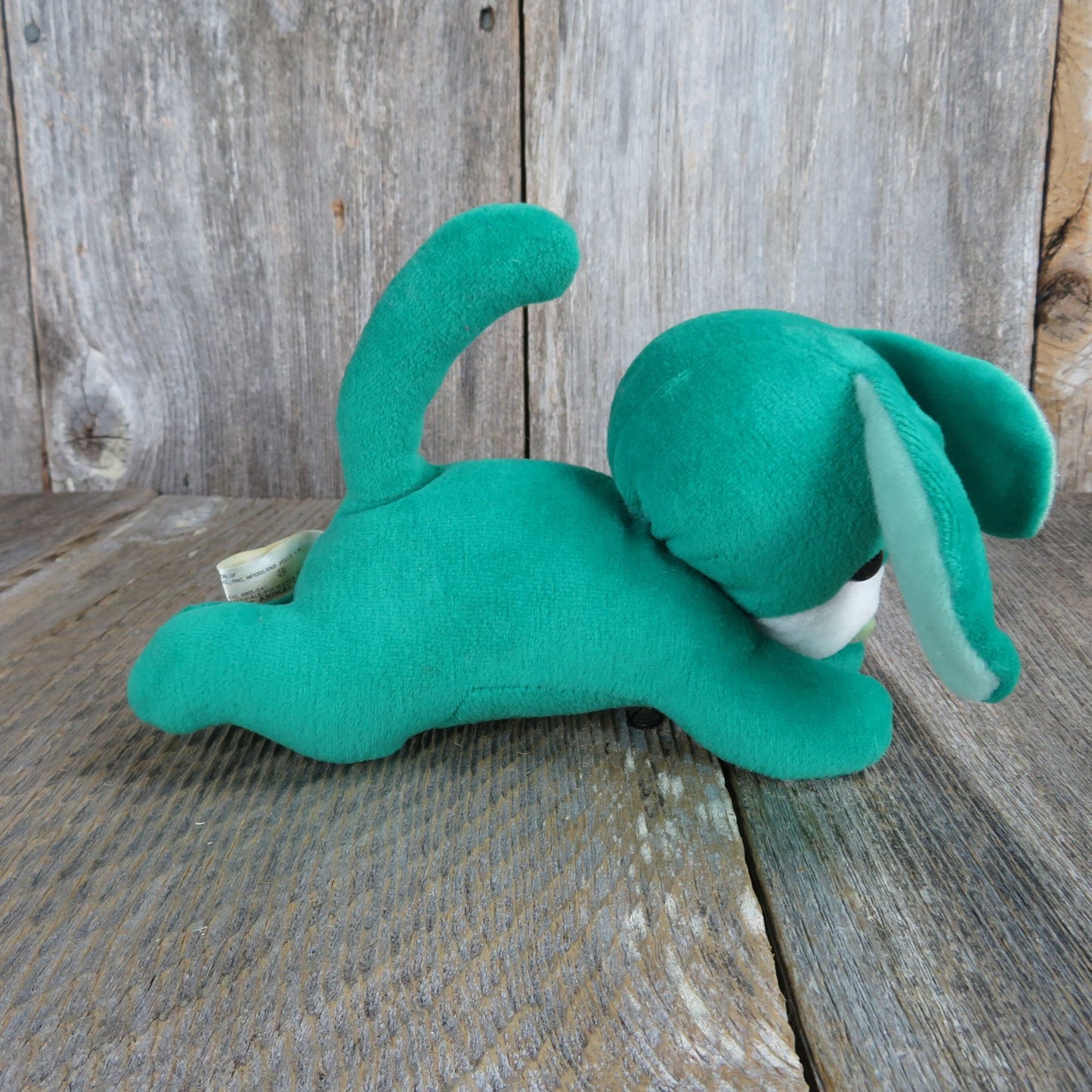 Vintage Green Dog Puppy Plush Laying Stuffed Animal Applause Easter 1987 Korea Teal