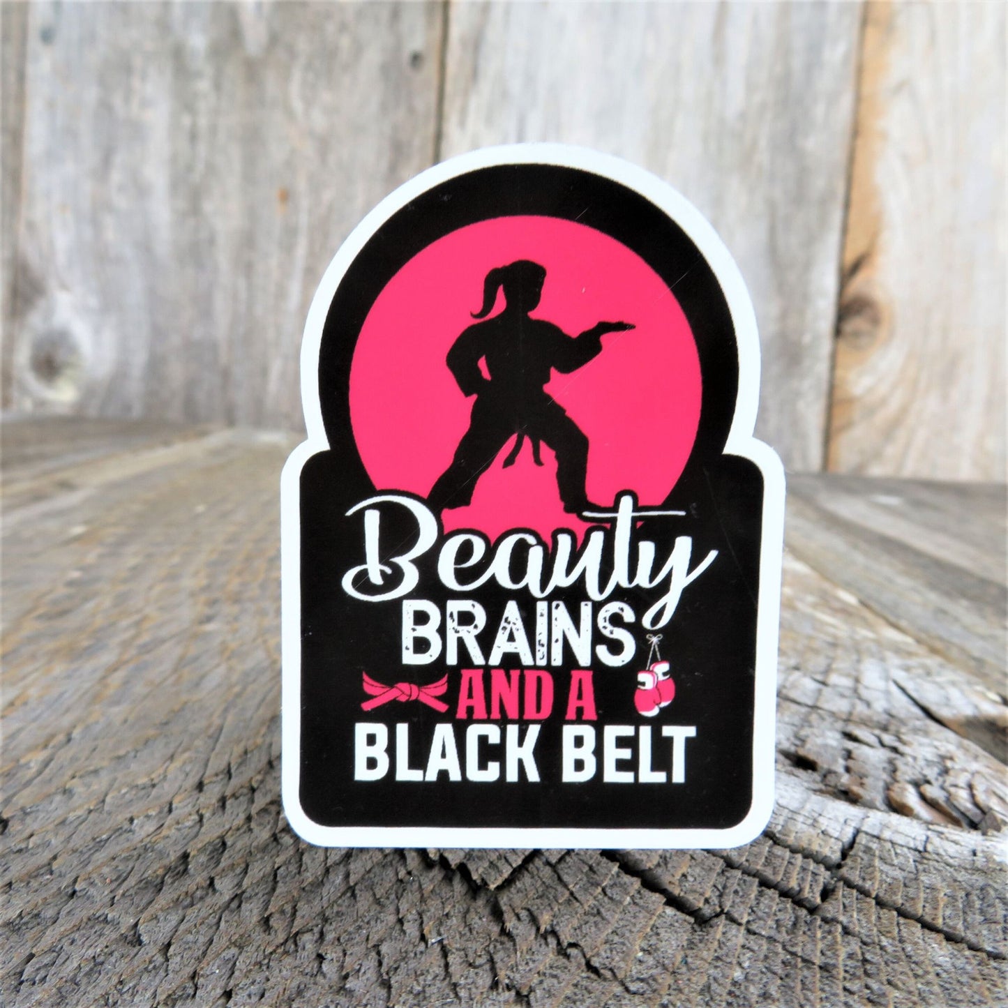 Beauty Brains Blackbelt Sticker Waterproof Girl Martial Arts Karate Jiu Jitsu Humor Funny Car Water Bottle Laptop