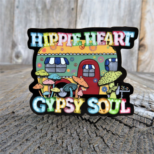 Travel Trailer Hippie Heart Gypsy Soul Sticker Bright Colored Mushrooms Decal Waterproof Car Water Bottle Laptop