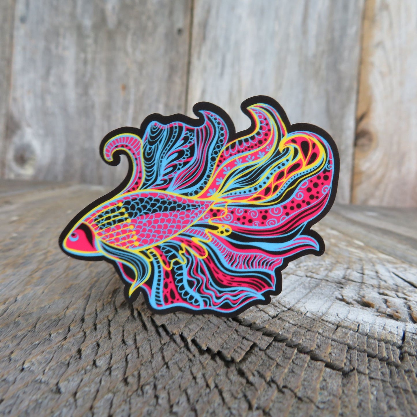 Beta Fish Sticker Bright Colors Abstract Waterproof Ocean Life Sticker Marine Fish Sticker