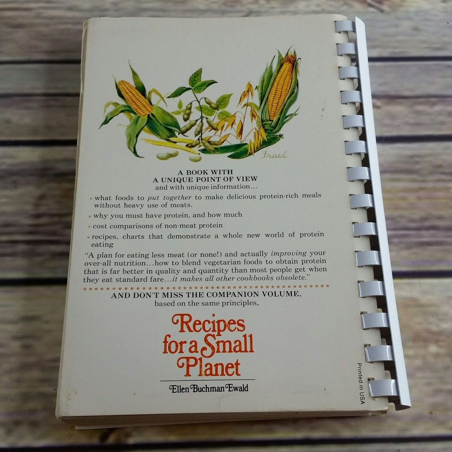 Vintage Cookbook Recipes for a Small Planet High Protein Meatless Cooking Diet for a Small Planet 1976 Vegetarian Paperback Spiral Bound