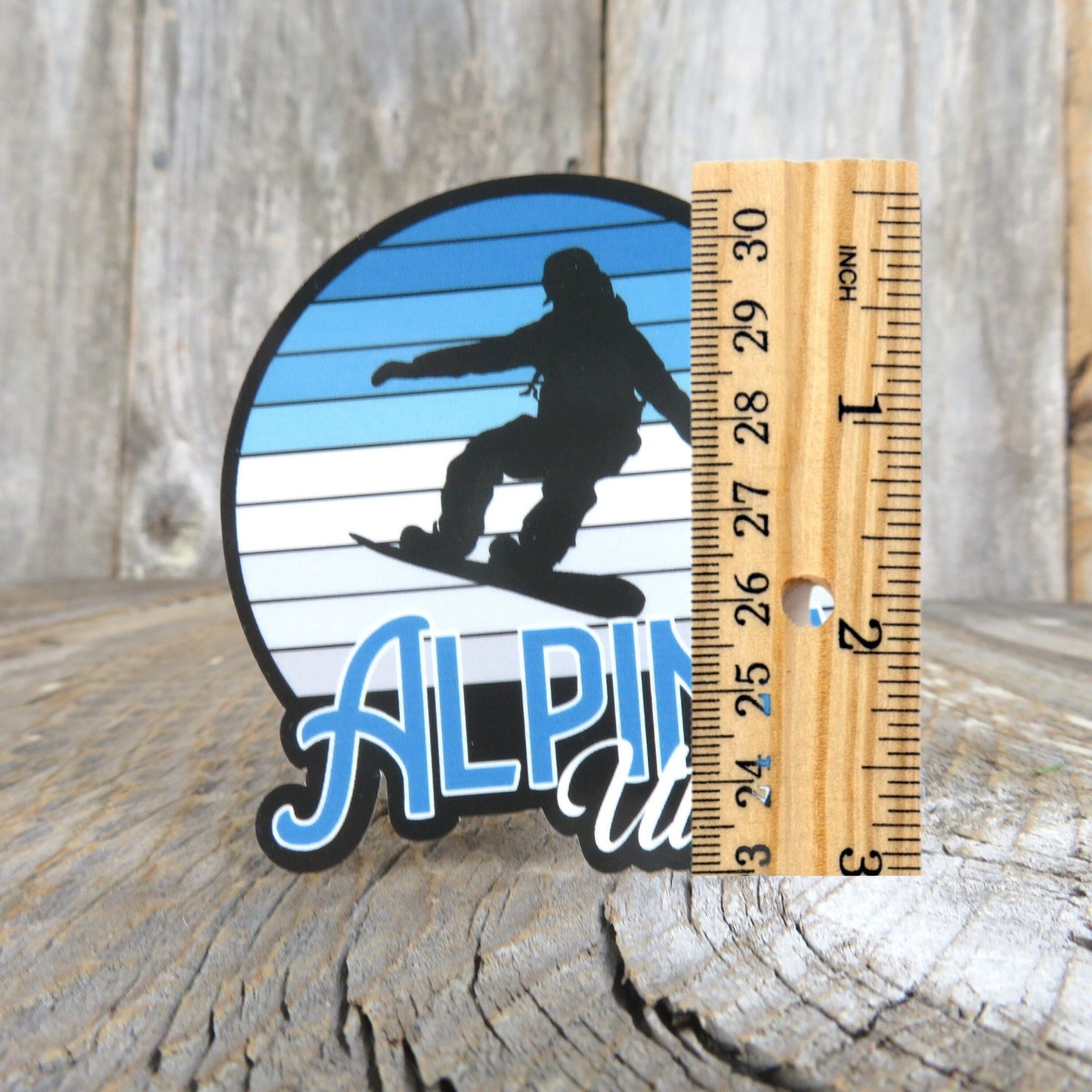 Alpine Utah Snowboarding Sticker Blue Winter Sports Retro Sunset Travel Souvenir Outdoors