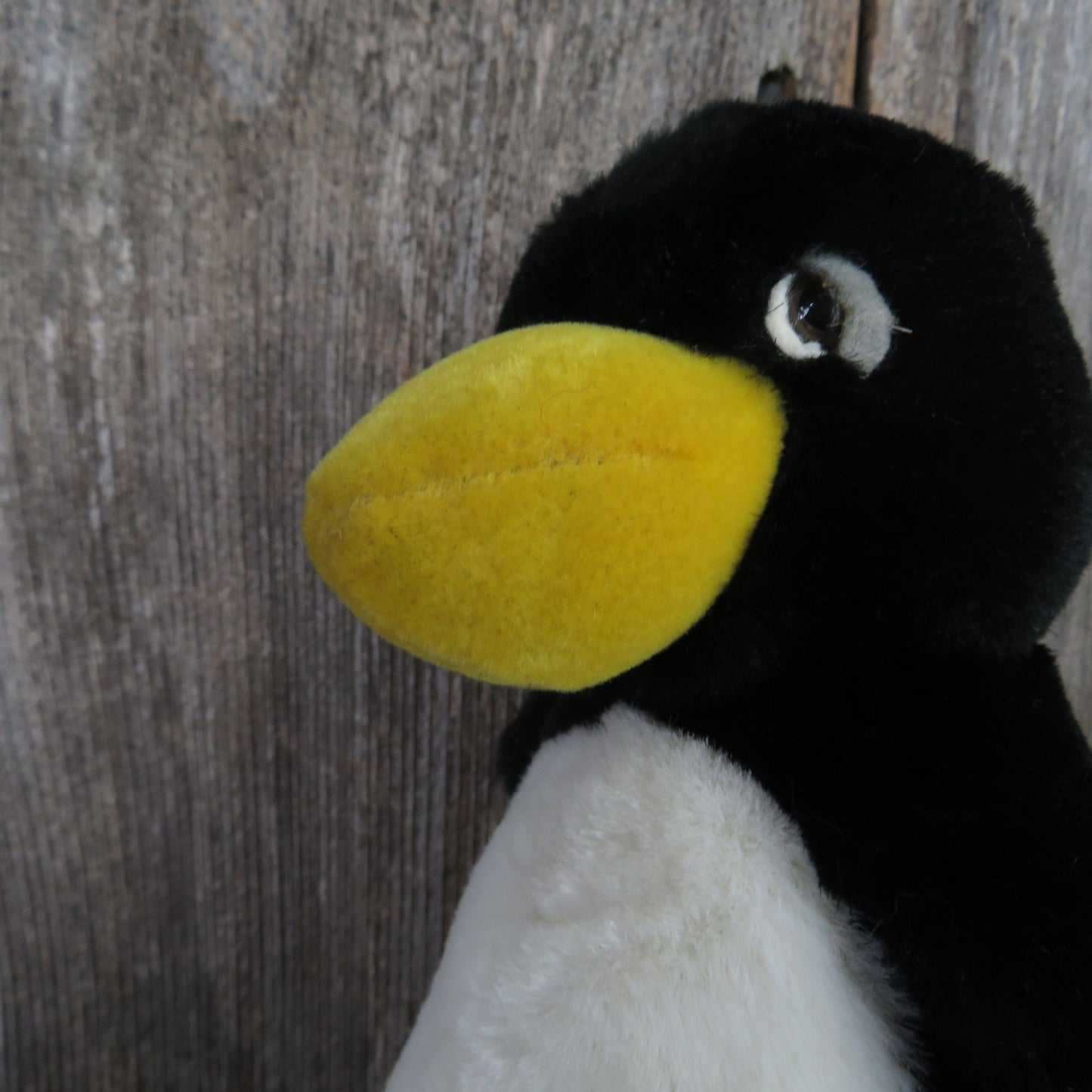 Vintage Penguin Plush Sad PO PO Russ Black White Bird Stuffed Animal Korea