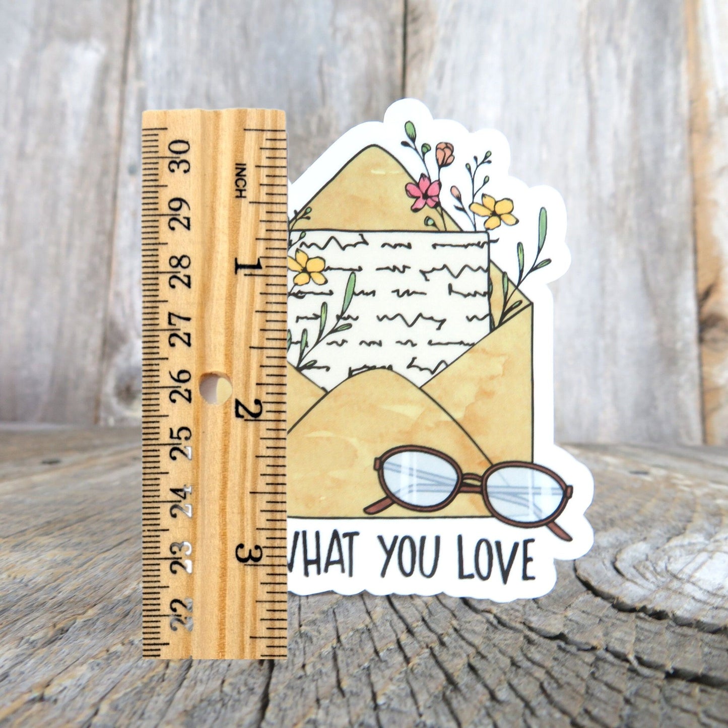 Do What You Love Sticker Book Inspirational Positive Affirmation Waterproof Letter Envelope and Reading Glasses