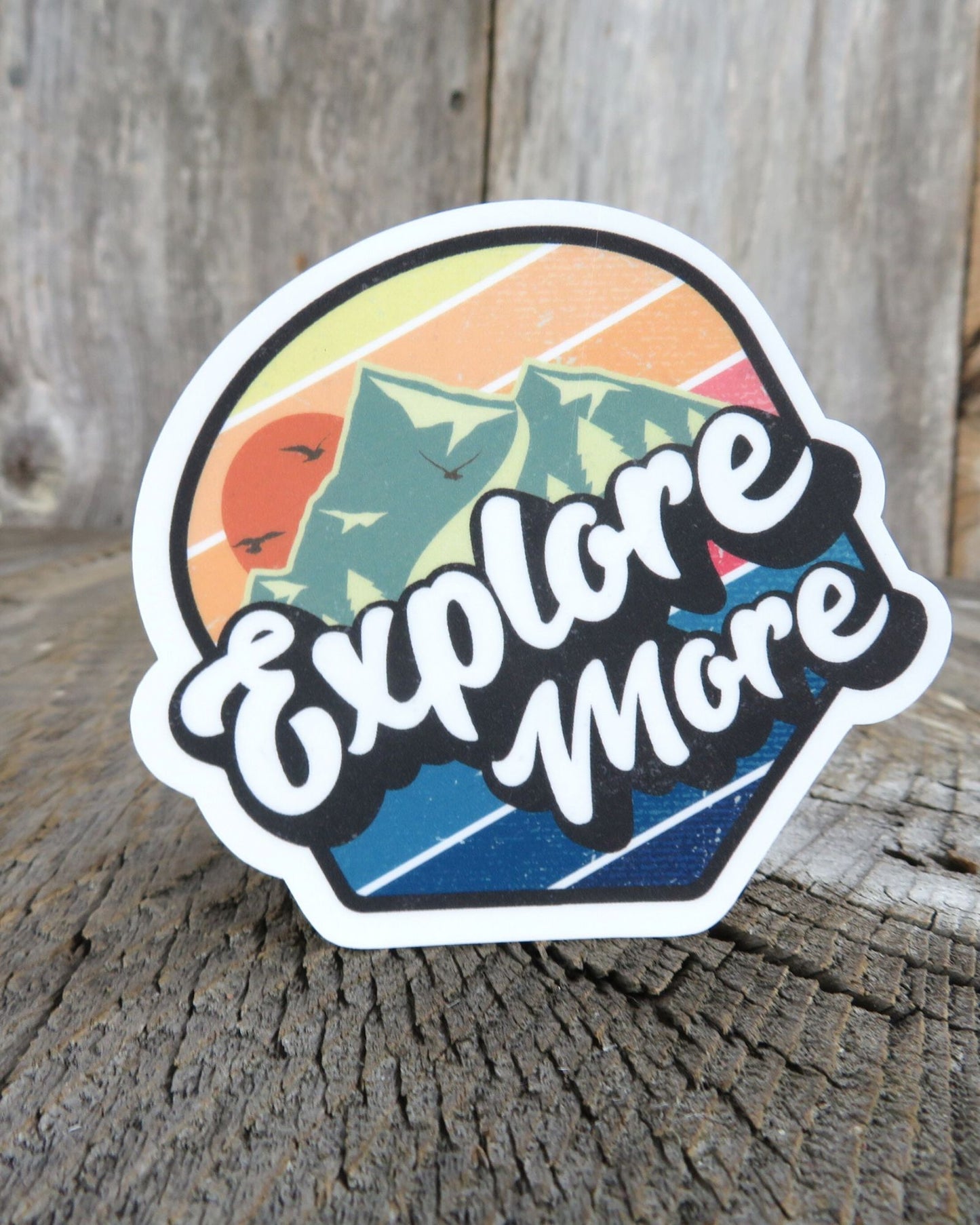 Explore More Sticker Mountains Retro Color Waterproof Car Water Bottle Laptop Outdoors