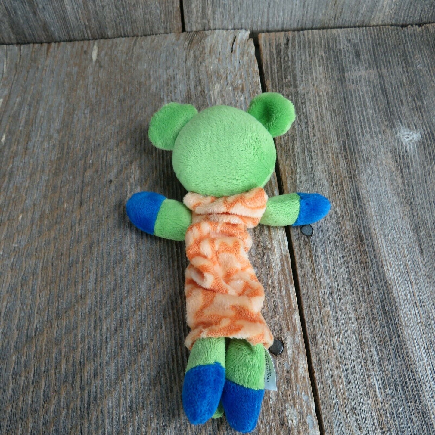 Green Mouse Stretchy Baby Plush Blue Orange Stuffed Animal