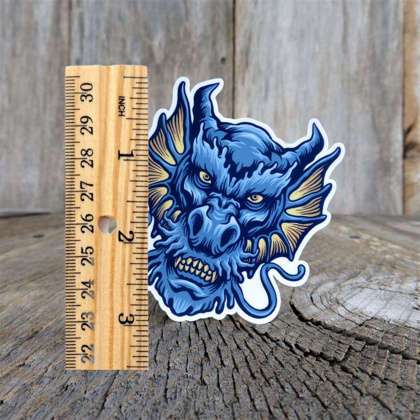 Fierce Blue Dragon Face Sticker Full Color Fantasy Lover Water Bottle Sticker