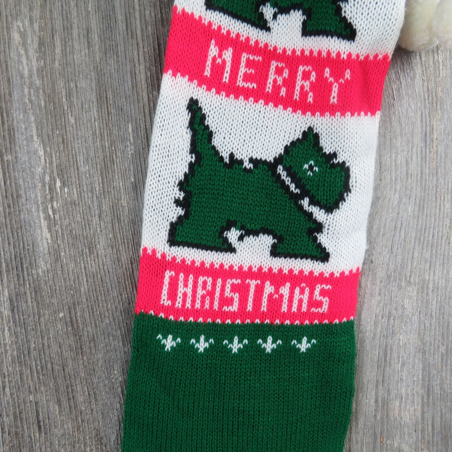 Vintage Schnauzer Scottish Terrier Dog Stocking Merry Christmas Scottie Red Green Knitted Blue Red st360