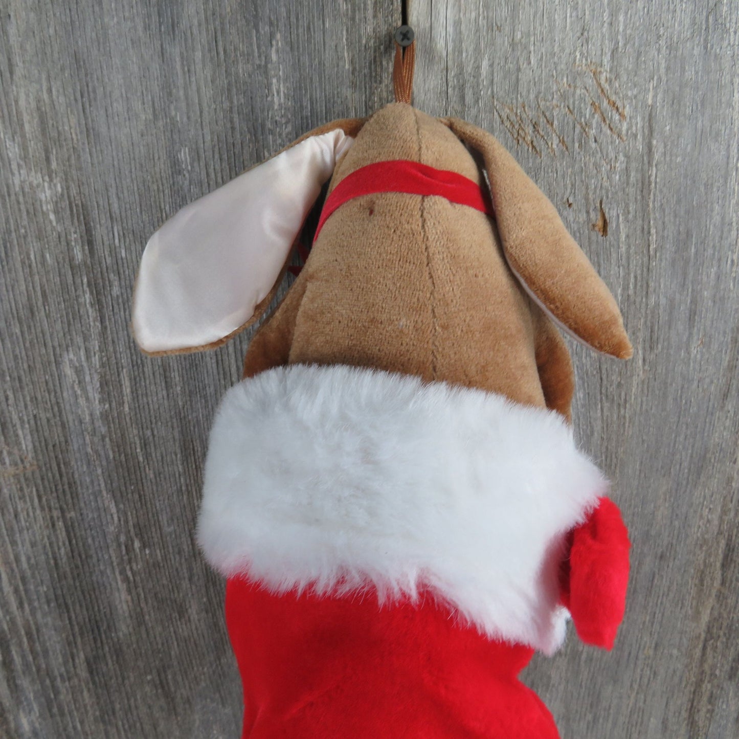 Vintage Bunny Plush Stocking Christmas Velveteen Rabbit Ears Productions 1985 Stuffed Animal