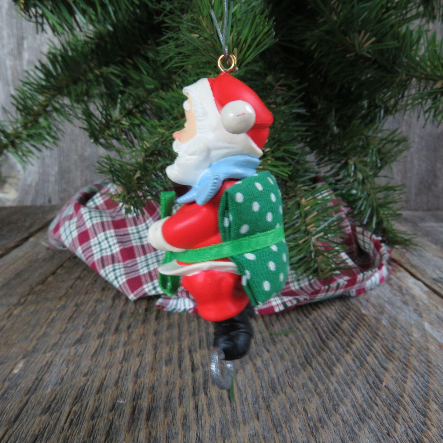 Vintage Santa Ice Skates Ornament Soft Landing Hallmark Christmas 1988