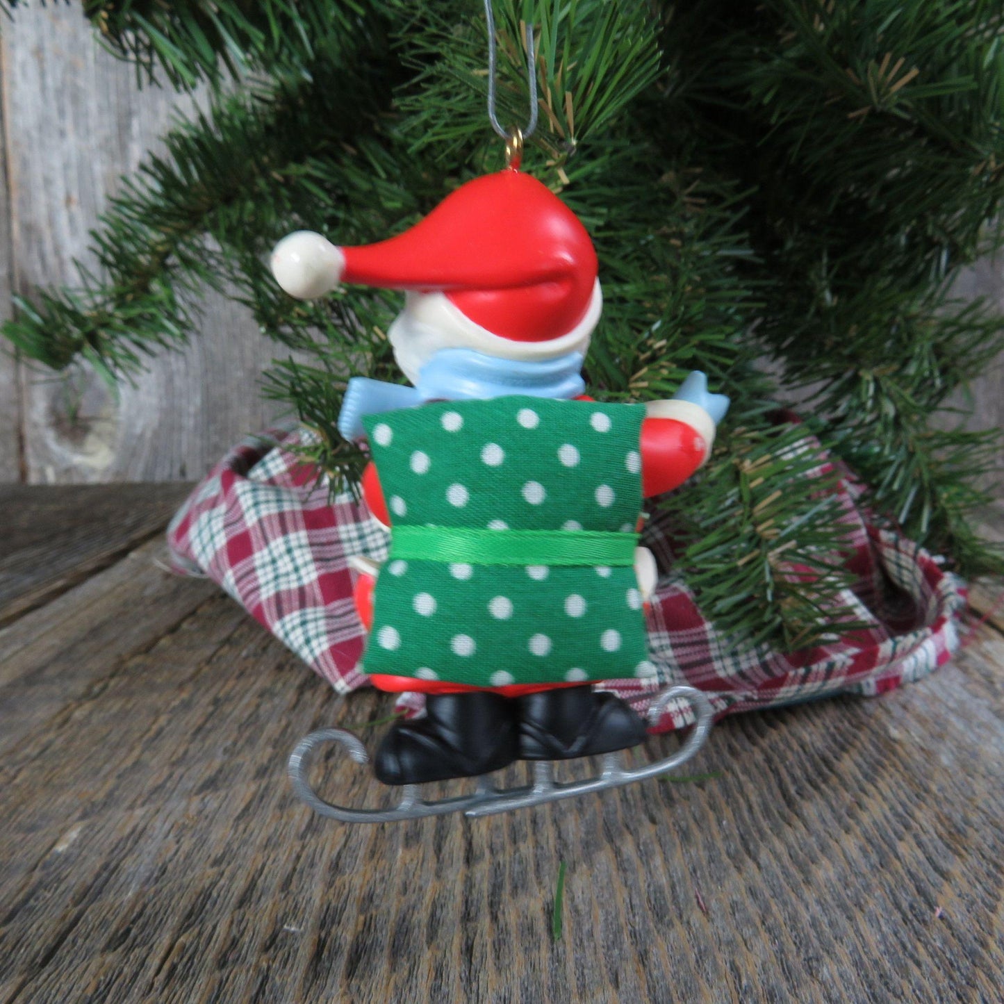 Vintage Santa Ice Skates Ornament Soft Landing Hallmark Christmas 1988