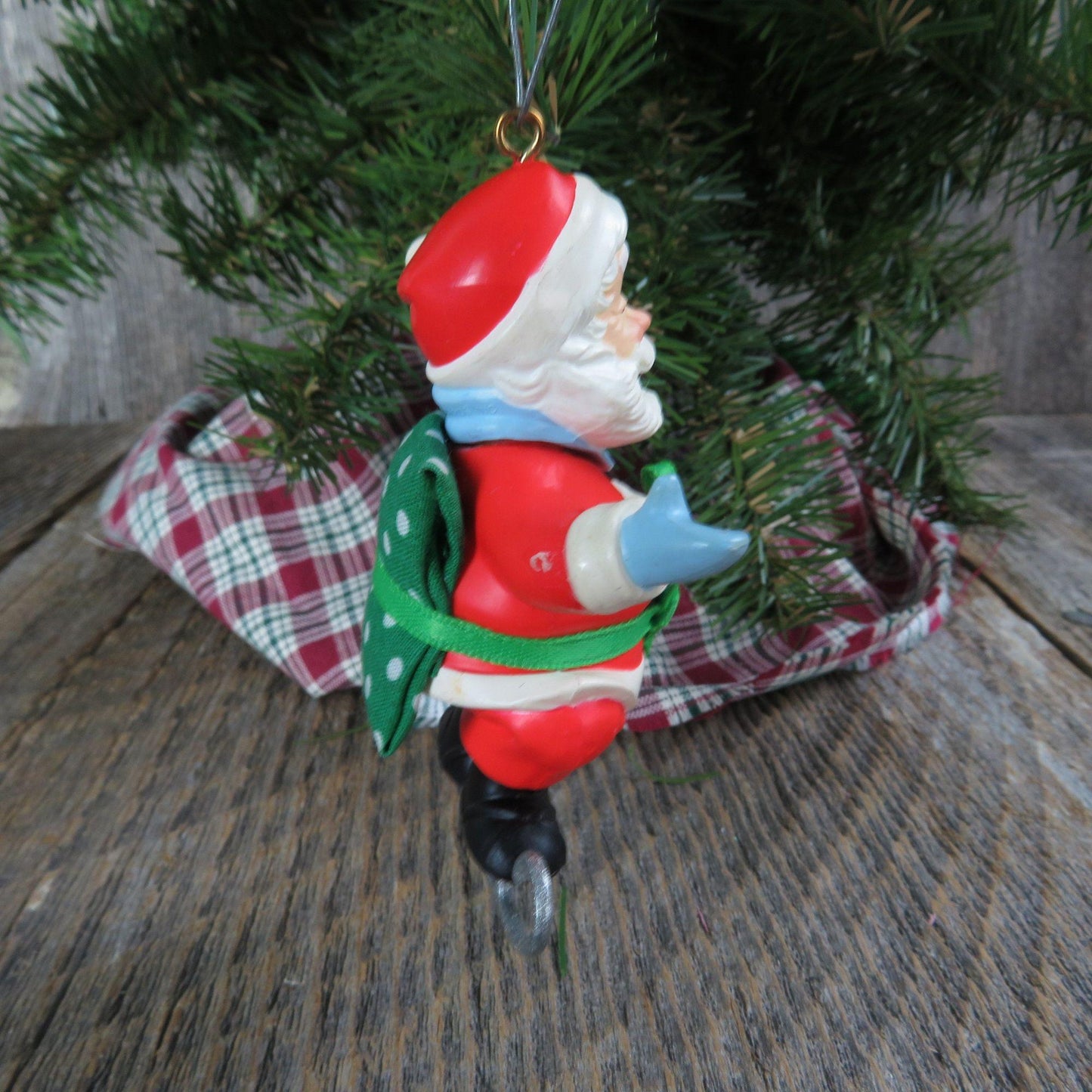 Vintage Santa Ice Skates Ornament Soft Landing Hallmark Christmas 1988