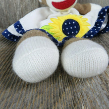 Load image into Gallery viewer, Sock Monkey Sunflower Lovey Security Blanket Plush Lovie Girl Blue Baby Starters Stuffed Animal