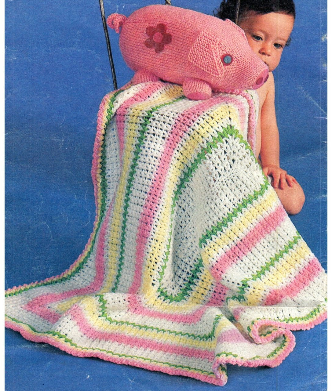 Vintage Baby Sweater Set Pattern Crochet Knit  Baby Blanket Afghan Pig Plush Toy Needle Craft Downloadable Pattern Pdf Pattern - At Grandma's Table