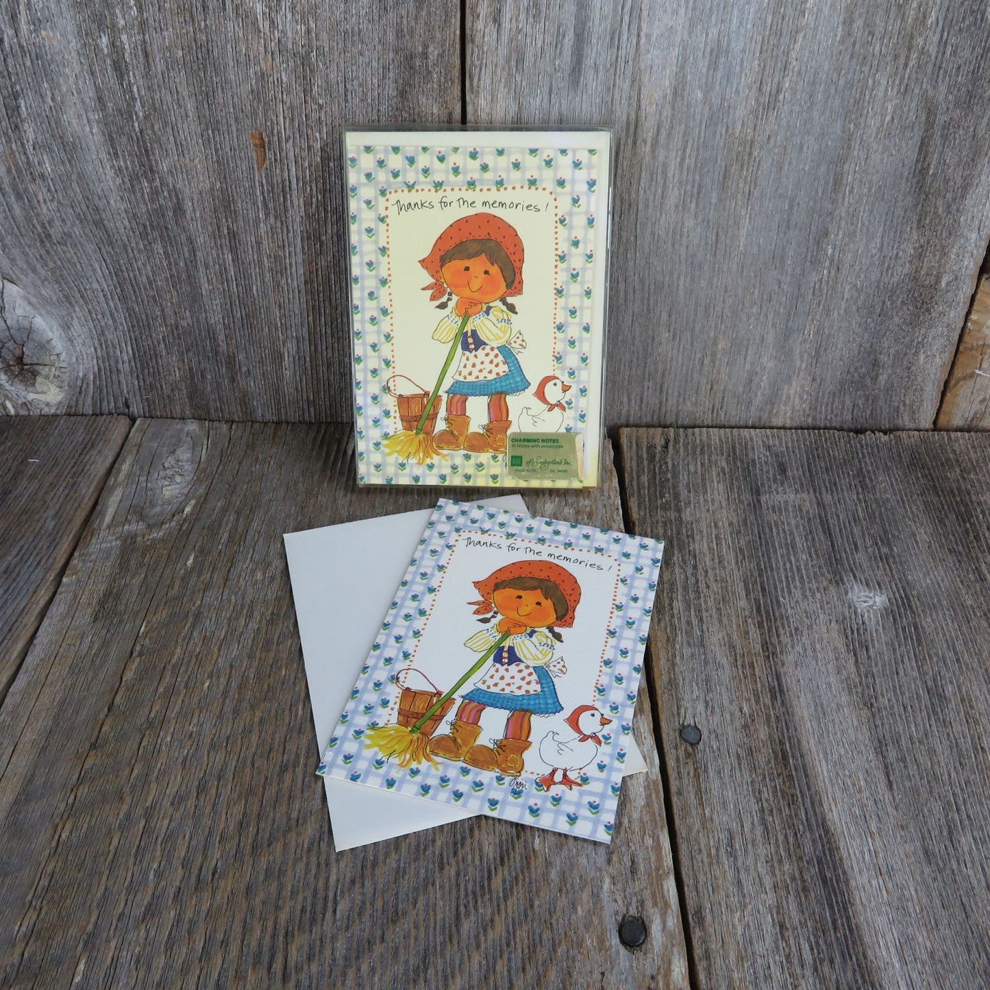 Vintage Note Cards Thanks for the Memories Girl Charming Notes Cute ABC of Switzerland Inc