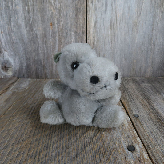 Vintage Hippo Plush Dakin Hippopotamus Gray Stuffed Animal 1978 Korea