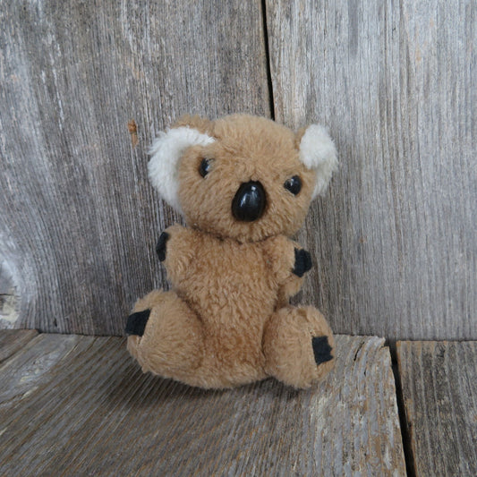 Vintage Koala Bear Plush Tan Brown Stuffed Animal White Ears Nut Filled