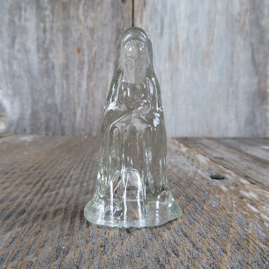 Vintage Mother Mary Figurine Clear Glass Nativity Replacement Part Christmas Bible Story