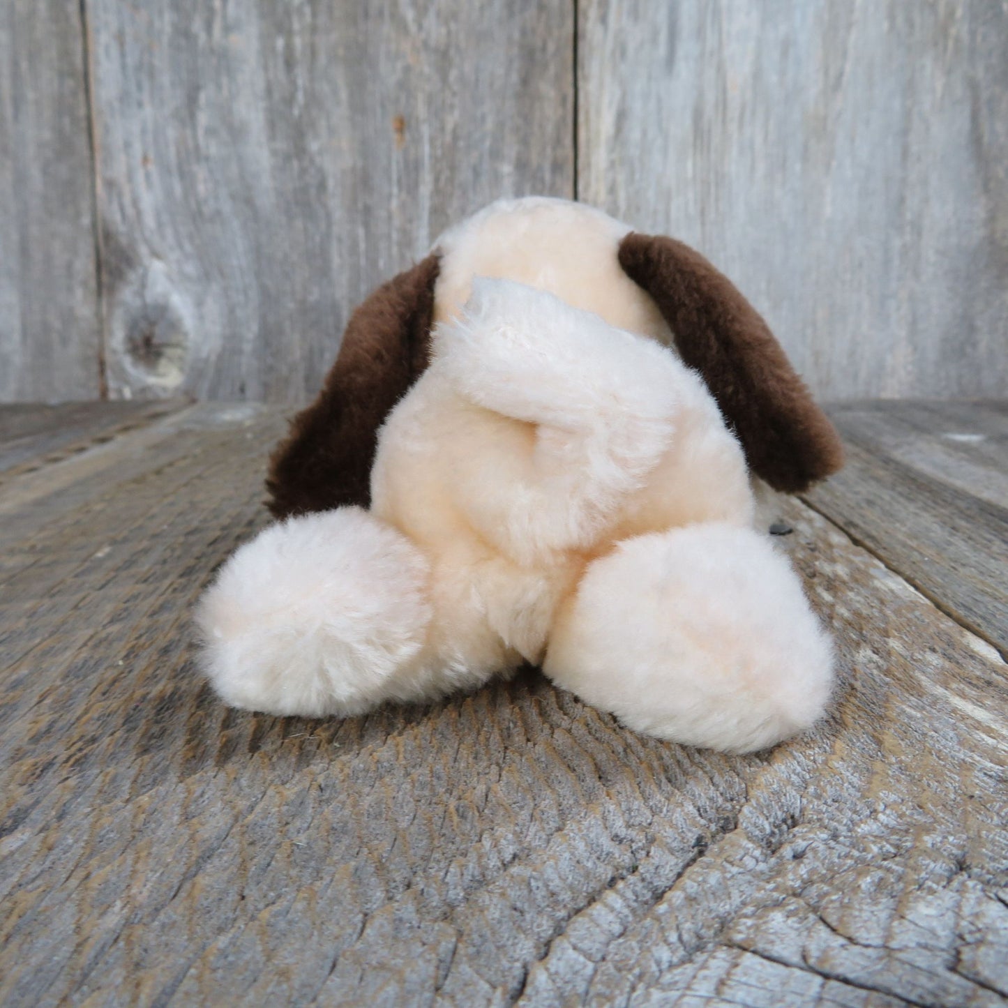 Vintage Drooper Dog Plush Cream Dakin  Beige Puppy Brown Ears Stuffed Animal 6 Inch 1973