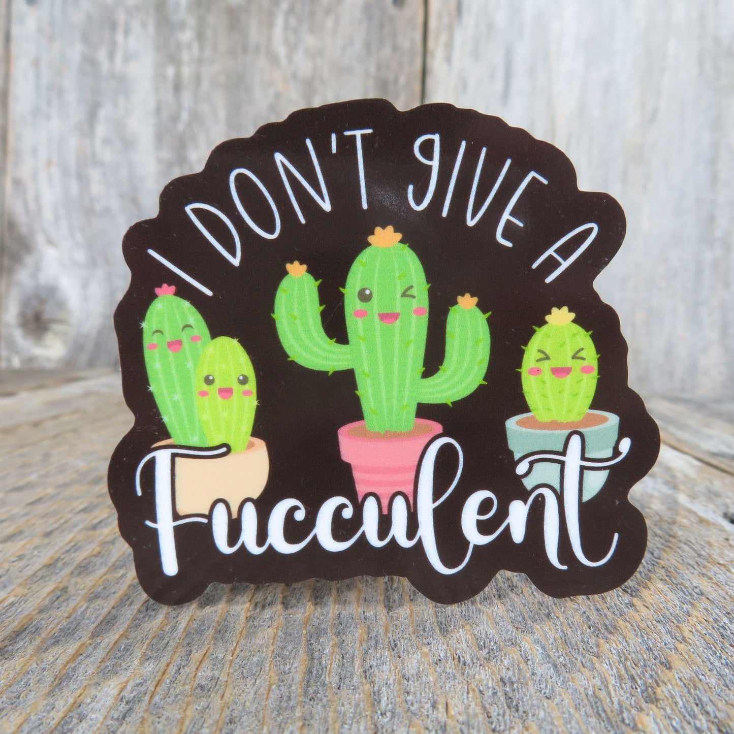 Funny Succulent Sticker I Don't Give a Fucculent Plant Addict Swear Word Cactus