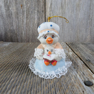 Vintage Mother Chicken with Chick Bell Ornament Mama Christmas Jasco Ceramic Porcelain Taiwan