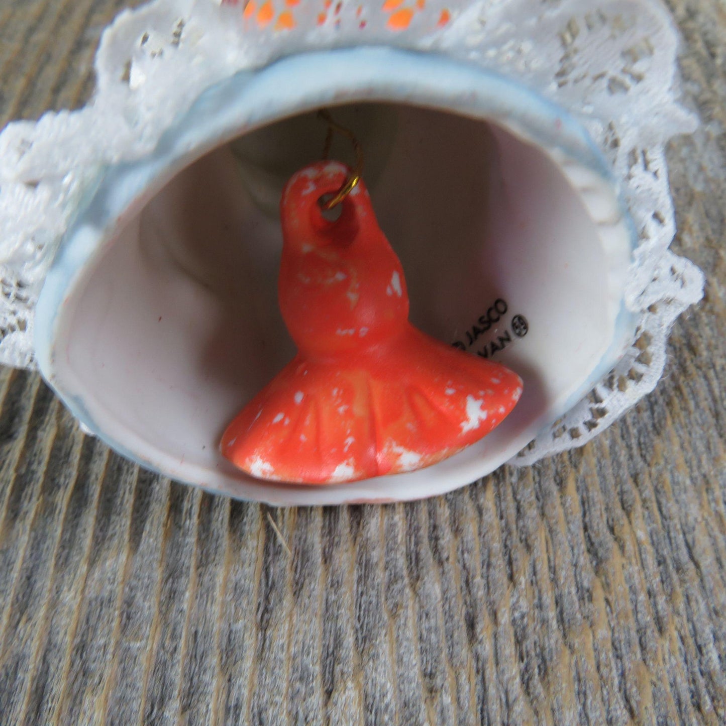 Vintage Mother Chicken with Chick Bell Ornament Mama Christmas Jasco Ceramic Porcelain Taiwan