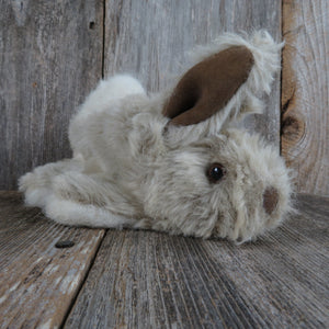 Vintage Bunny Rabbit Puppet Plush Brown Grey Cream Folkmanis Furry Folk Pawpets Easter Glove Hand Stuffed Animal 1978