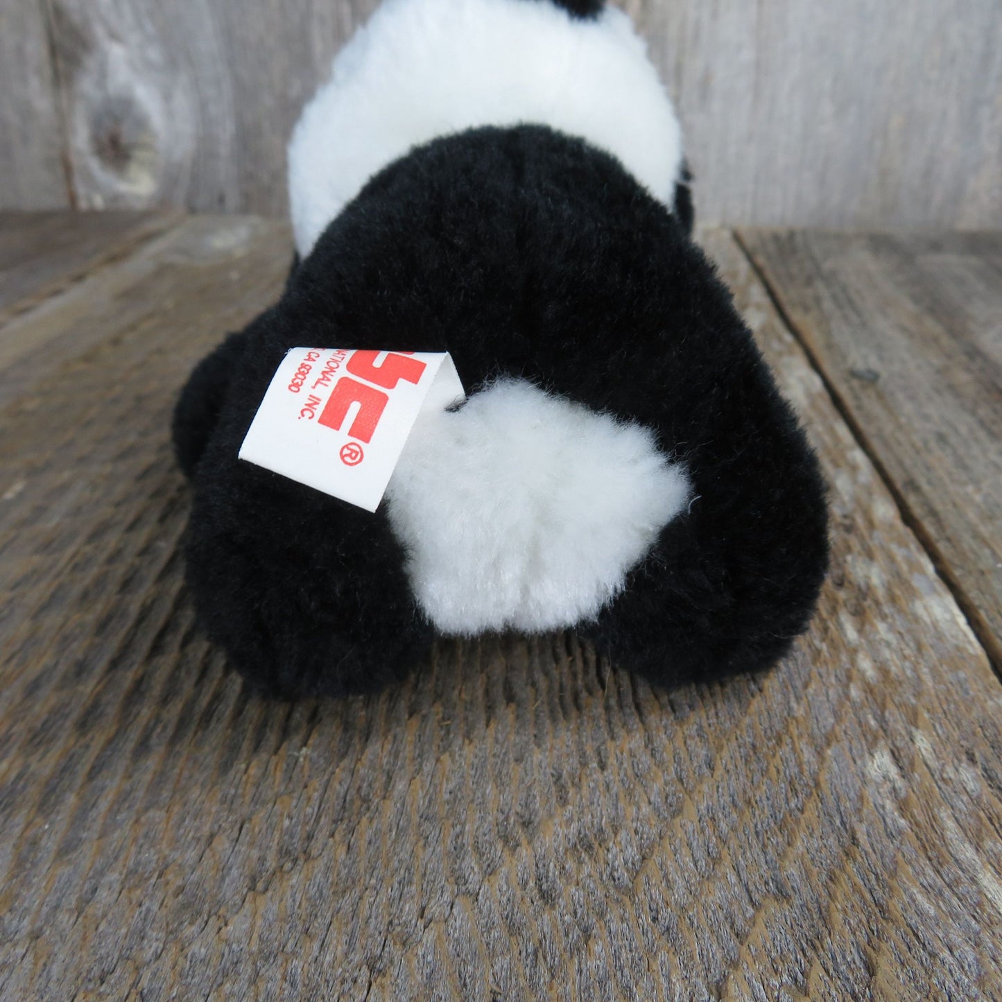 Vintage Panda Bear Plush Mini PBC International Stuffed Animal Black and White