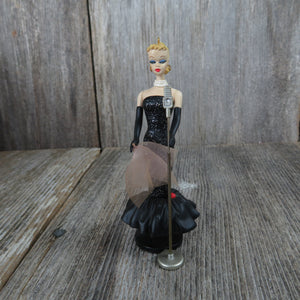 Vintage Barbie Ornament Solo in the Spotlight Hallmark Blonde Black Dress Microphone 1995