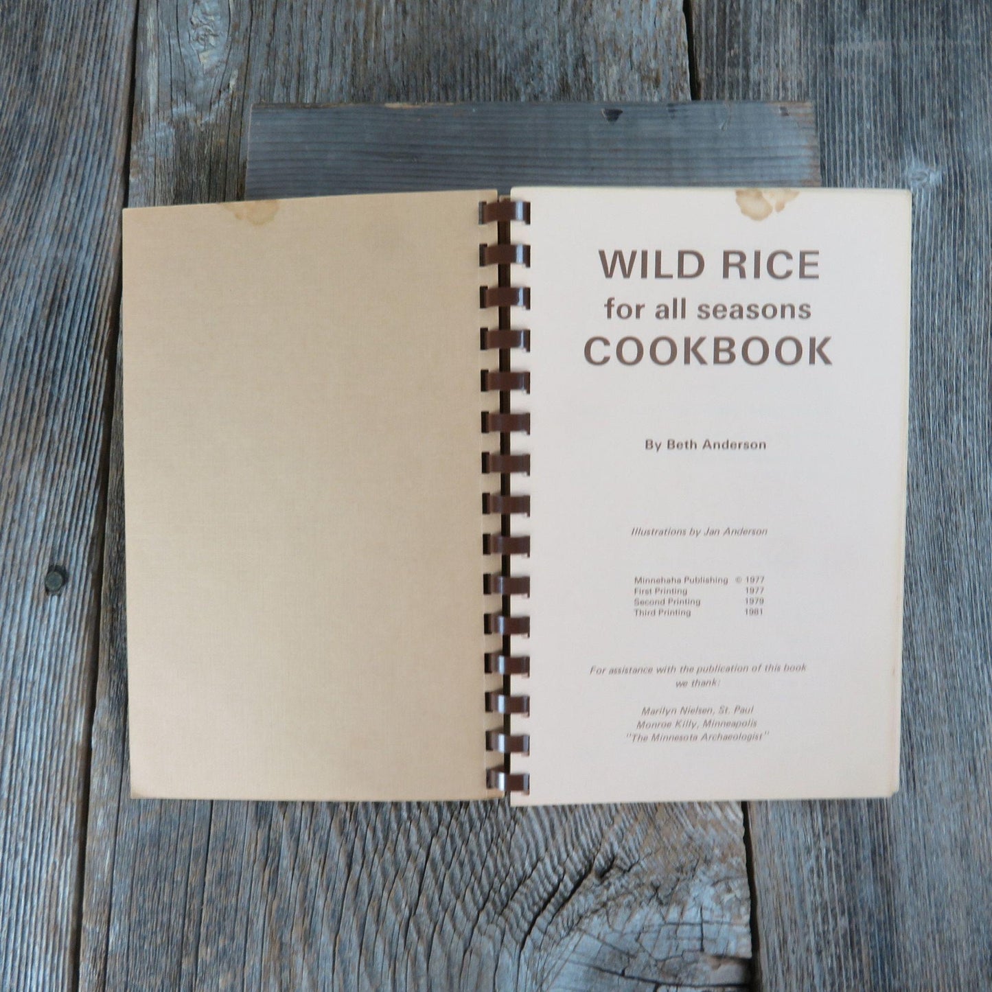 Vintage Cookbook Wild Rice for all Seasons Beth Anderson 1981 Spiral Bound Minneapolis Star  Chippewa