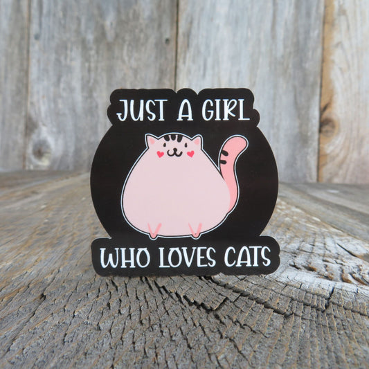 Just A Girl Who Loves Cats Sticker Funny Pink Kitten Full Color Waterproof Cat Lover Humor Sticker