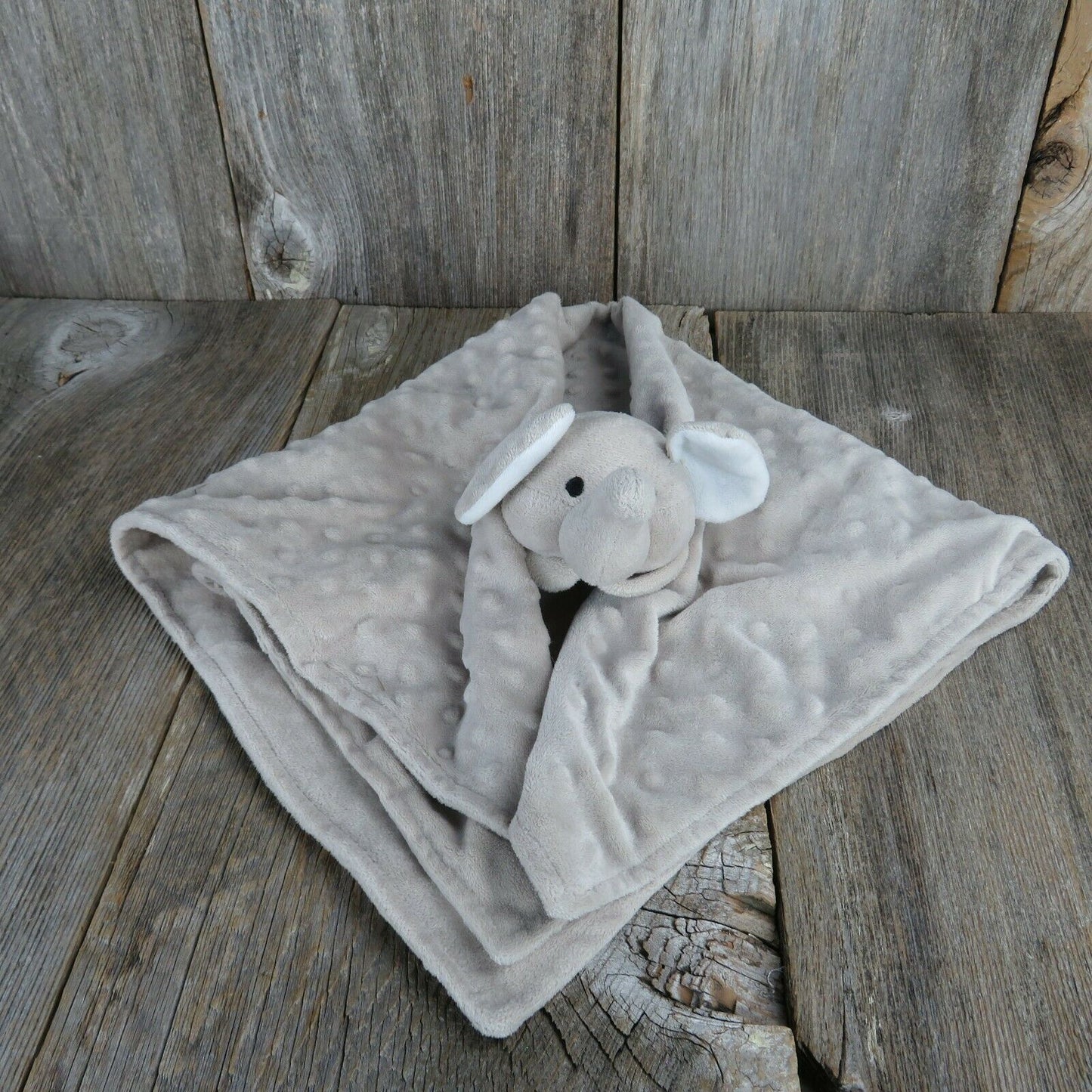 Large Elephant Lovey Baby Blanket Gray Satin K & K Interiors Bumpy Plush Stuffed Animal