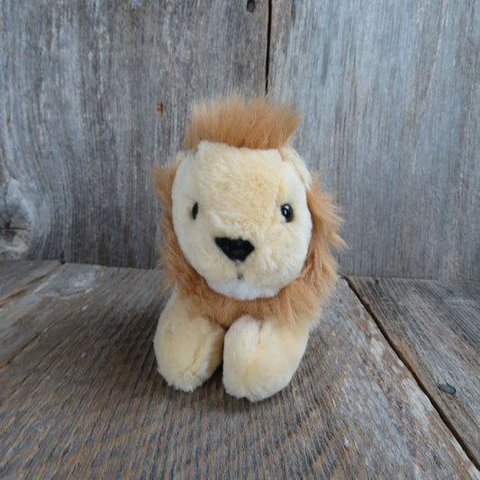 Lion Plush Yellow Tan Small Stuffed Animal Dakin Plastic Nose 1995