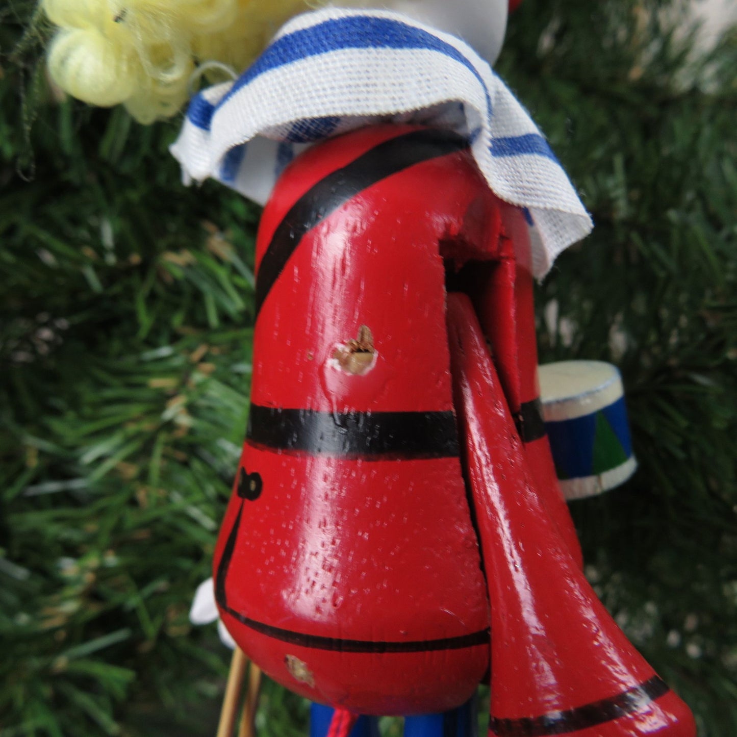 Wood Pull String Clown Ornament Kurt Adler Vintage Jumping Circus Drummer Christmas 1990